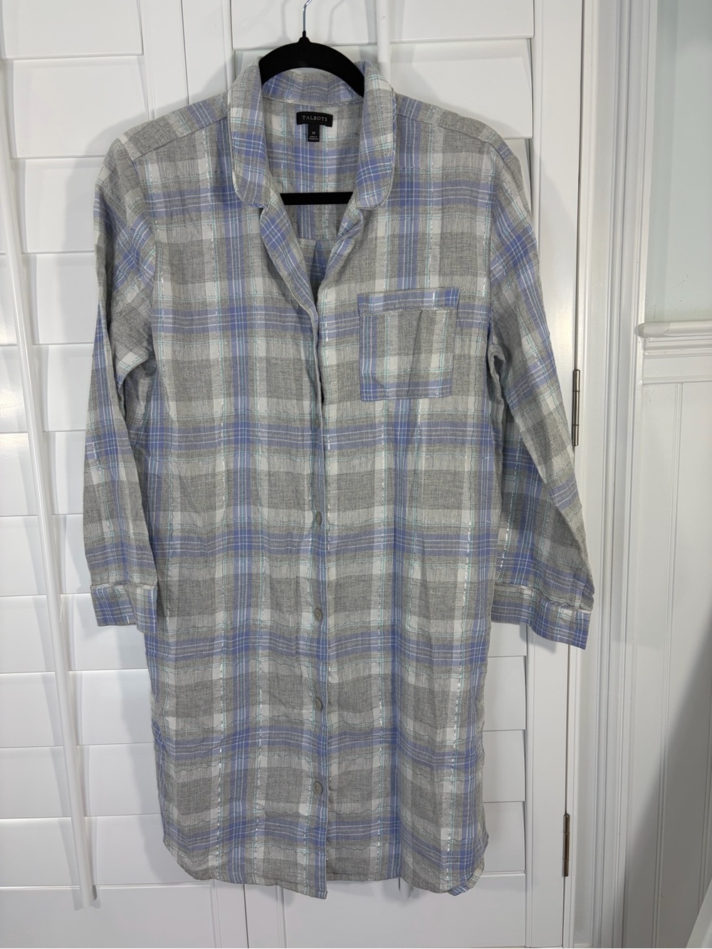 Talbots Flannel Button-Front Plaid Shirt Dress (M) - Picture 3 of 5